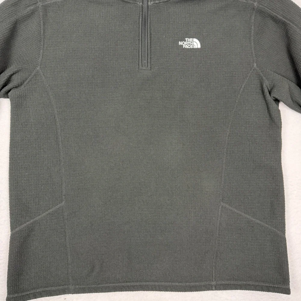 The North Face Mens Large 1/4 Zip Grid Fleece‎ Pullover Green Waffle Knit A32S